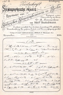 Zeitschrift für Stenographische Praxis. Jg 11, 1894, no. 12