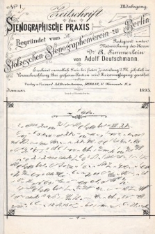 Zeitschrift für Stenographische Praxis. Jg 12, 1895, no. 1