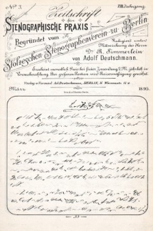Zeitschrift für Stenographische Praxis. Jg 12, 1895, no. 3