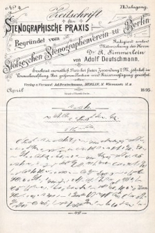 Zeitschrift für Stenographische Praxis. Jg 12, 1895, no. 4