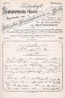 Zeitschrift für Stenographische Praxis. Jg 12, 1895, no. 6