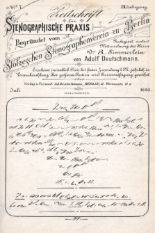 Zeitschrift für Stenographische Praxis. Jg 12, 1895, no. 7