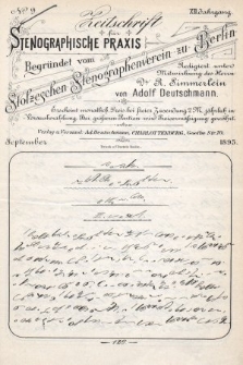 Zeitschrift für Stenographische Praxis. Jg 12, 1895, no. 9
