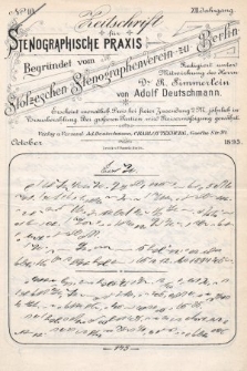 Zeitschrift für Stenographische Praxis. Jg 12, 1895, no. 10