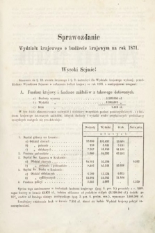 [Kadencja III, sesja I, al. 1] Alegaty do Sprawozdań Stenograficznych z Pierwszej Sesyi Trzeciego Peryodu Sejmu Galicyjskiego z roku 1870. Alegat 1