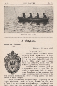 Echo z Afryki : katolickie pismo miesięczne dla poparcia działalności misyjnej w Afryce. 1917, nr 7