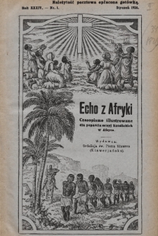 Echo z Afryki : katolickie pismo miesięczne dla poparcia działalności misyjnej w Afryce. 1926, nr 1