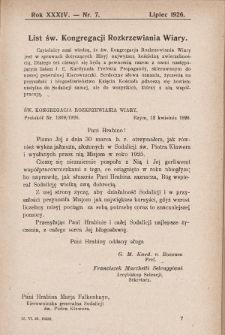 Echo z Afryki : katolickie pismo miesięczne dla poparcia działalności misyjnej w Afryce. 1926, nr 7