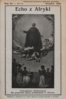 Echo z Afryki : katolickie pismo miesięczne dla poparcia działalności misyjnej w Afryce. 1932, nr 8