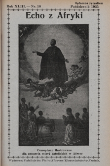 Echo z Afryki : katolickie pismo miesięczne dla poparcia działalności misyjnej w Afryce. 1935, nr 10