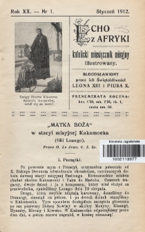 Echo z Afryki : katolicki miesięcznik misyjny illustrowany. 1912, nr 1