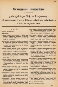 [Kadencja VII, sesja I, pos. 12] Sprawozdanie Stenograficzne z Rozpraw Galicyjskiego Sejmu Krajowego. 12. Posiedzenie I. Sesyi VII. Peryodu Sejmu Galicyjskiego