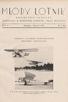 Młody Lotnik : miesięcznik lotniczy : poświęcony w szczególności sportowi i pracy młodzieży. 1929, nr 4