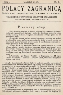 Polacy Zagranicą : organ Rady Organizacyjnej Polaków z Zagranicy : miesięcznik poświęcony sprawom społecznym, kulturalnym i gospodarczym. 1930, nr 3