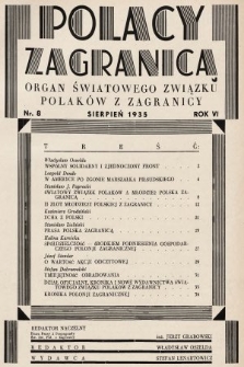 Polacy Zagranicą : organ Światowego Związku Polaków z Zagranicy. 1935, nr 8