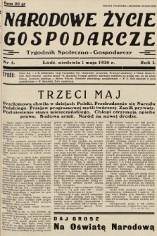 Narodowe Życie Gospodarcze : tygodnik społeczno-gospodarczy. 1938, nr 4