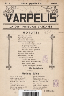 Varpelis : „Aido“ priedas vaikams. 1938, nr 1