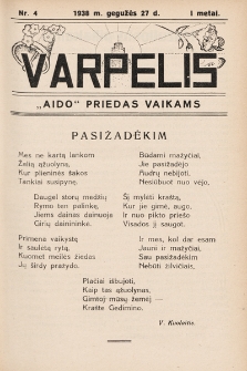 Varpelis : „Aido“ priedas vaikams. 1938, nr 4