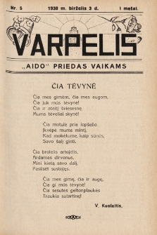 Varpelis : „Aido“ priedas vaikams. 1938, nr 5