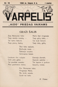 Varpelis : „Aido“ priedas vaikams. 1938, nr 10