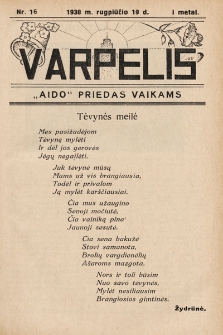 Varpelis : „Aido“ priedas vaikams. 1938, nr 16
