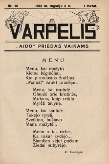 Varpelis : „Aido“ priedas vaikams. 1938, nr 18