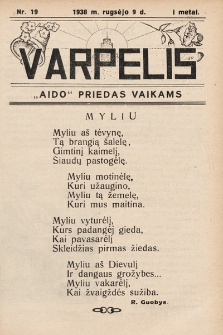 Varpelis : „Aido“ priedas vaikams. 1938, nr 19