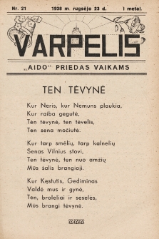 Varpelis : „Aido“ priedas vaikams. 1938, nr 21