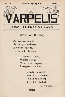 Varpelis : „Aido“ priedas vaikams. 1938, nr 23