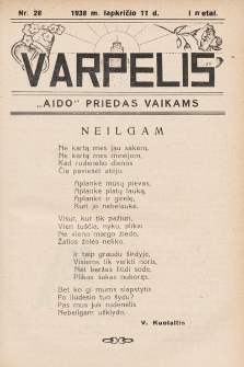 Varpelis : „Aido“ priedas vaikams. 1938, nr 28