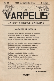 Varpelis : „Aido“ priedas vaikams. 1938, nr 30