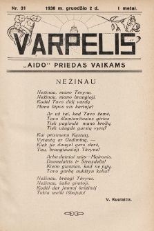 Varpelis : „Aido“ priedas vaikams. 1938, nr 31