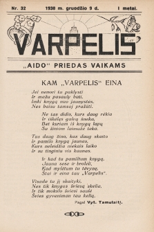 Varpelis : „Aido“ priedas vaikams. 1938, nr 32
