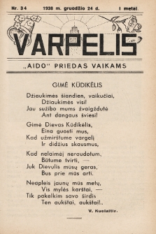 Varpelis : „Aido“ priedas vaikams. 1938, nr 34