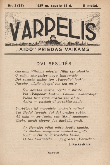 Varpelis : „Aido“ priedas vaikams. 1939, nr 2