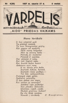 Varpelis : „Aido“ priedas vaikams. 1939, nr 4