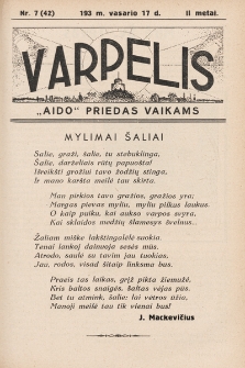 Varpelis : „Aido“ priedas vaikams. 1939, nr 7