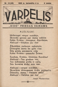 Varpelis : „Aido“ priedas vaikams. 1939, nr 14