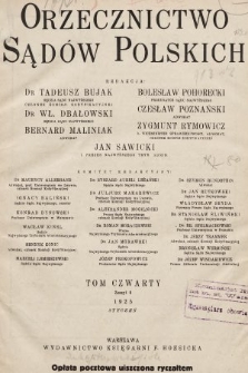 Orzecznictwo Sądów Polskich. T. 4, 1925, z. 1-[12]