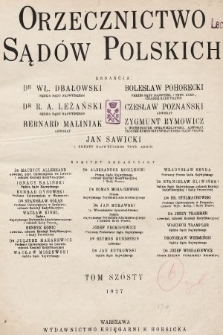 Orzecznictwo Sądów Polskich. T. 6, 1927, z. 1-[12]