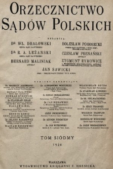 Orzecznictwo Sądów Polskich. T. 7, 1928, z. 1-[12]