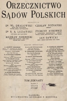 Orzecznictwo Sądów Polskich. T. 11, 1932, z. 1-[12]