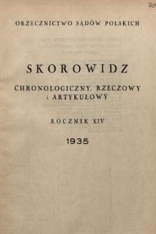 Orzecznictwo Sądów Polskich. T. 14, 1935, skorowidz