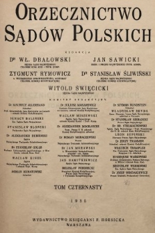 Orzecznictwo Sądów Polskich. T. 14, 1935, z. 1-[12]