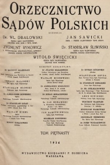 Orzecznictwo Sądów Polskich. T. 15, 1936, z. 1-[12]