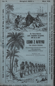 Echo z Afryki : pismo miesięczne illustrowane dla popierania zniesienia niewolnictwa i dla rozszerzania misyj katolickich w Afryce. 1899, nr 8