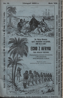 Echo z Afryki : pismo miesięczne illustrowane dla popierania zniesienia niewolnictwa i dla rozszerzania misyj katolickich w Afryce. 1899, nr 11