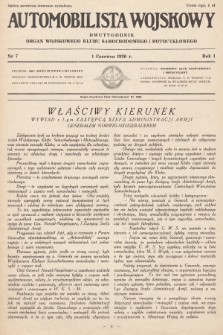 Automobilista Wojskowy : dwutygodnik : organ Wojskowego Klubu Samochodowego i Motocyklowego. 1926, nr 7