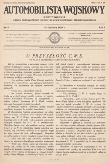 Automobilista Wojskowy : dwutygodnik : organ Wojskowego Klubu Samochodowego i Motocyklowego. 1926, nr 8