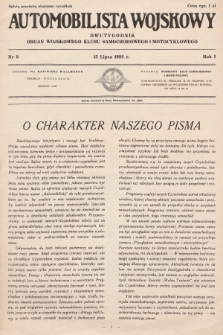 Automobilista Wojskowy : dwutygodnik : organ Wojskowego Klubu Samochodowego i Motocyklowego. 1926, nr 9